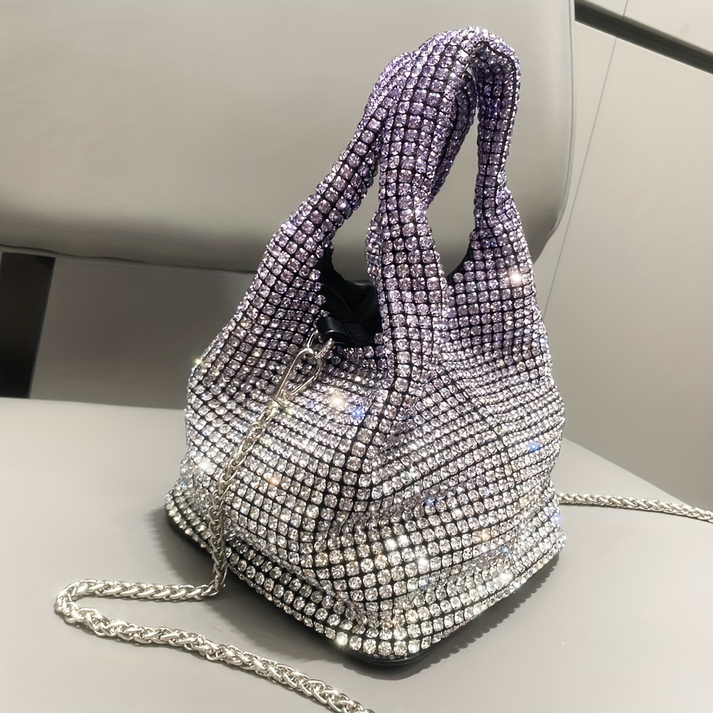 Rhinestone Handbag Luxury Designer Heart Shaped Shoulder Bag Shining  Rhinestones Evening Clutch Bag Purse Female Crossbody Bag