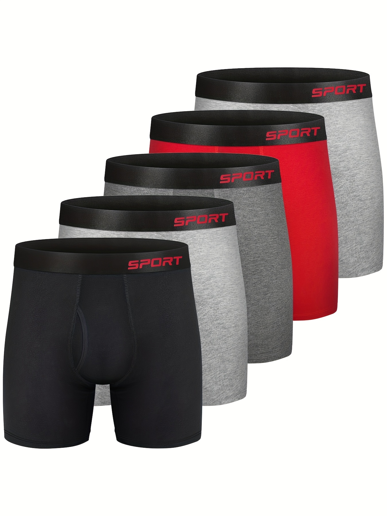 Men's Sports Long Boxers Briefs Fly Cotton Underwear Regular - Temu United  Kingdom