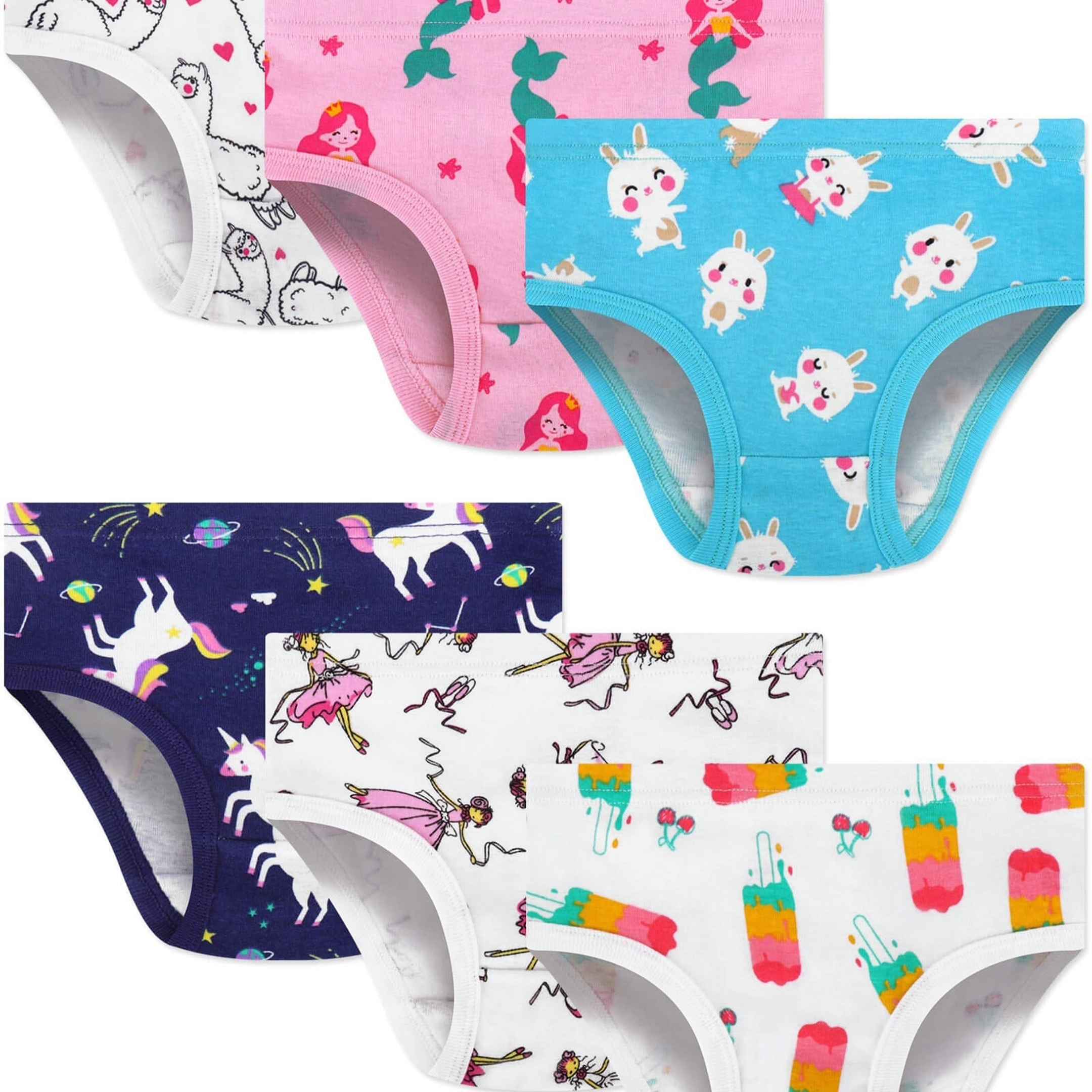 Girls Cute Mermaid Unicorn Rabbit Graphic Shortie Brief Soft