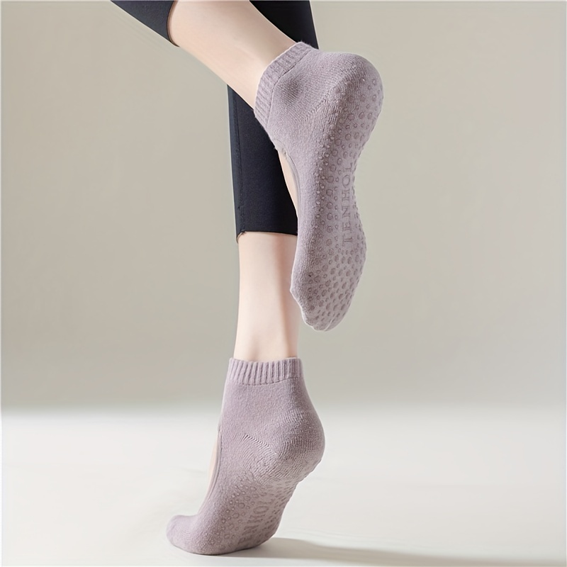 Solid Color Non Slip Yoga Socks Backless Shock Absorption - Temu