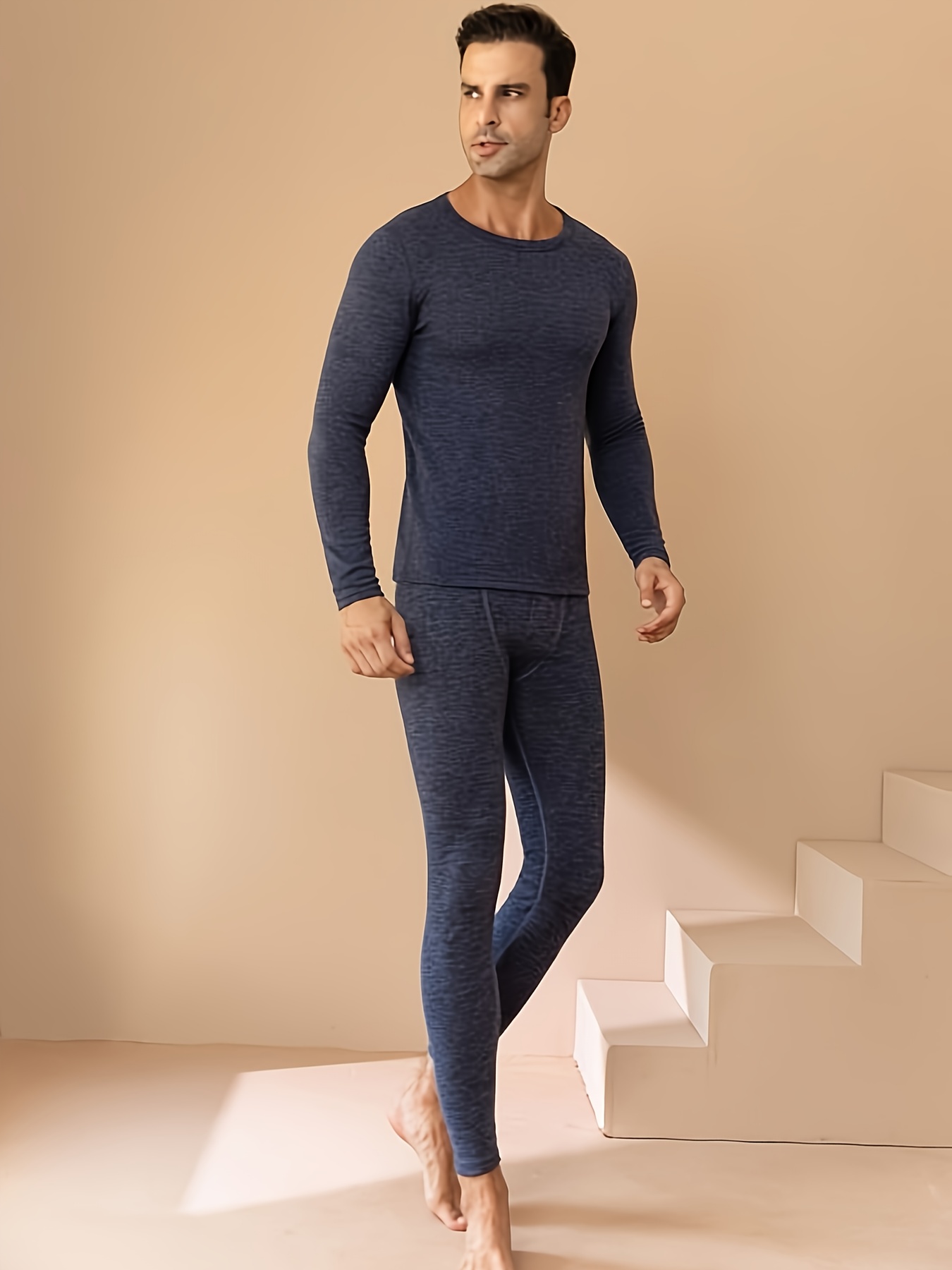 Men's Warm Fleece Thermal Underwear Set Top And Bottom For - Temu