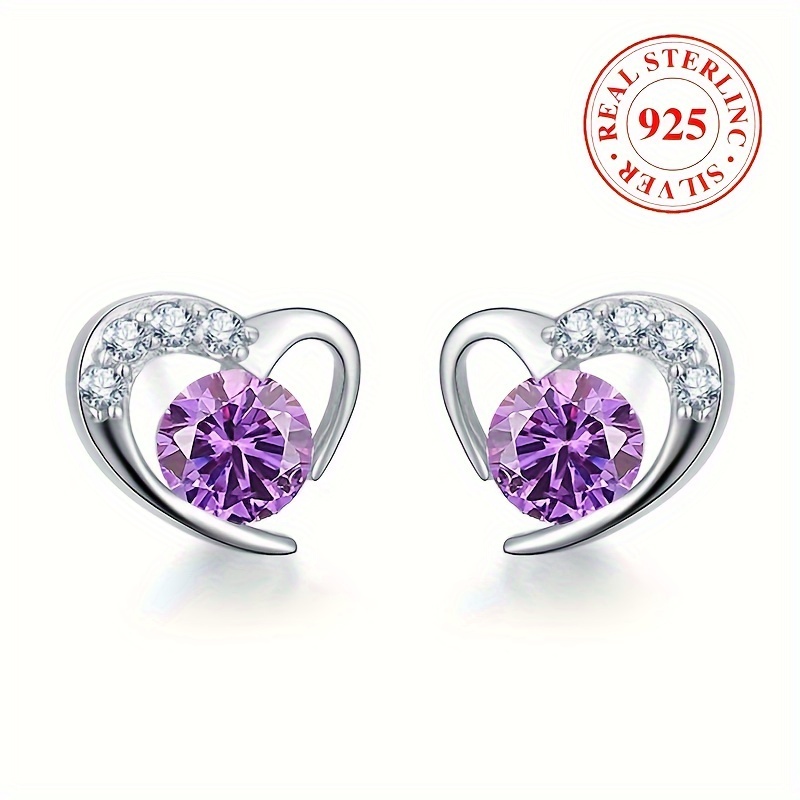 

925 Sterling Silver Hypoallergenic Irregular Heart Design Stud Earrings Embellished With Zircon Elegant Luxury Style Wedding Earrings