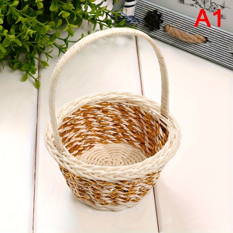 Pequeña cesta de pícnic, 4 unidades, mini cesta tejida con asas, cesta de  flores en miniatura, cesta pequeña de mimbre para el hogar, oficina, boda