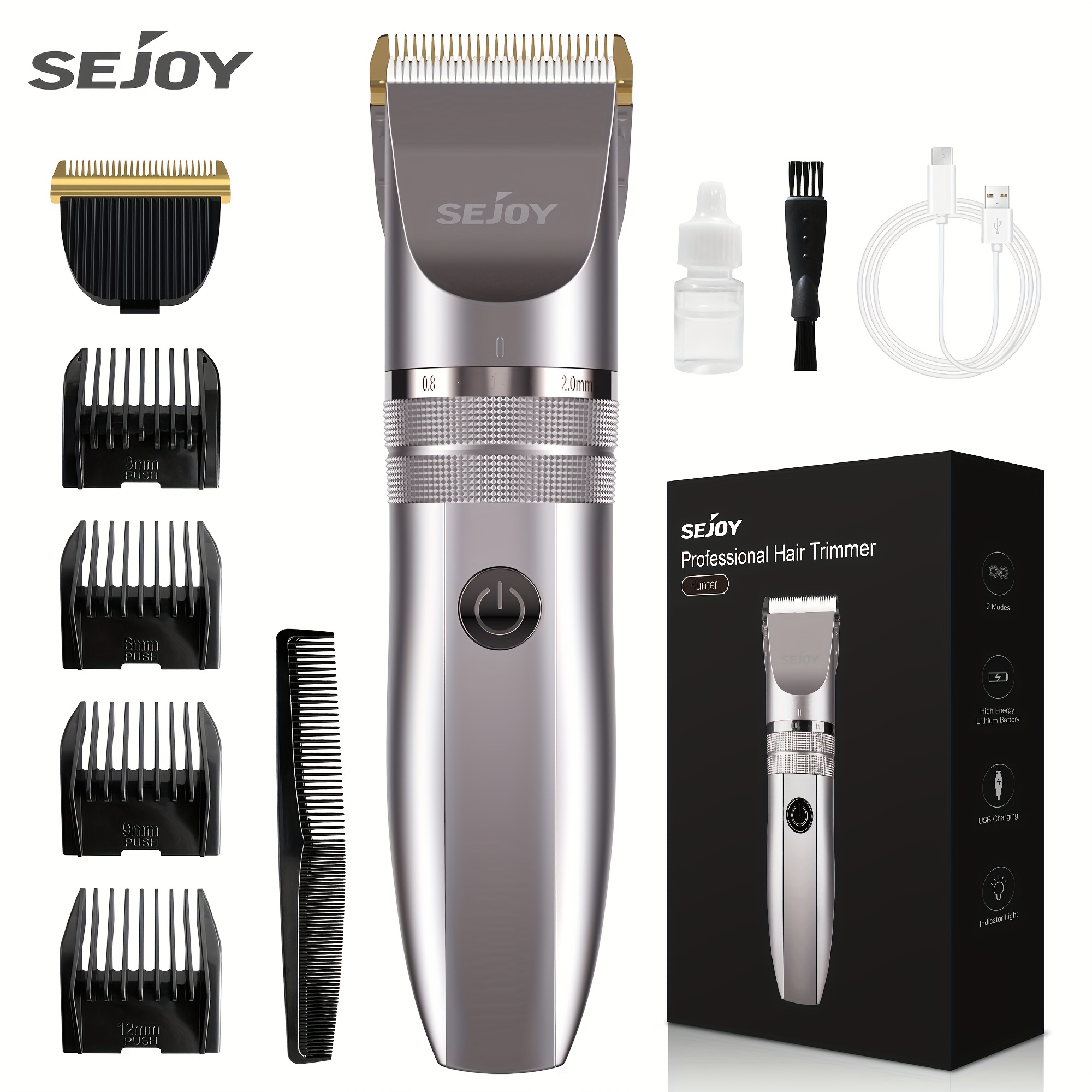 * Electric Hair Clipper For Men Professional 3-12mm Trimming Comb &  2*Cutter Head Included Type-C Fast Charging Best Gift For Him