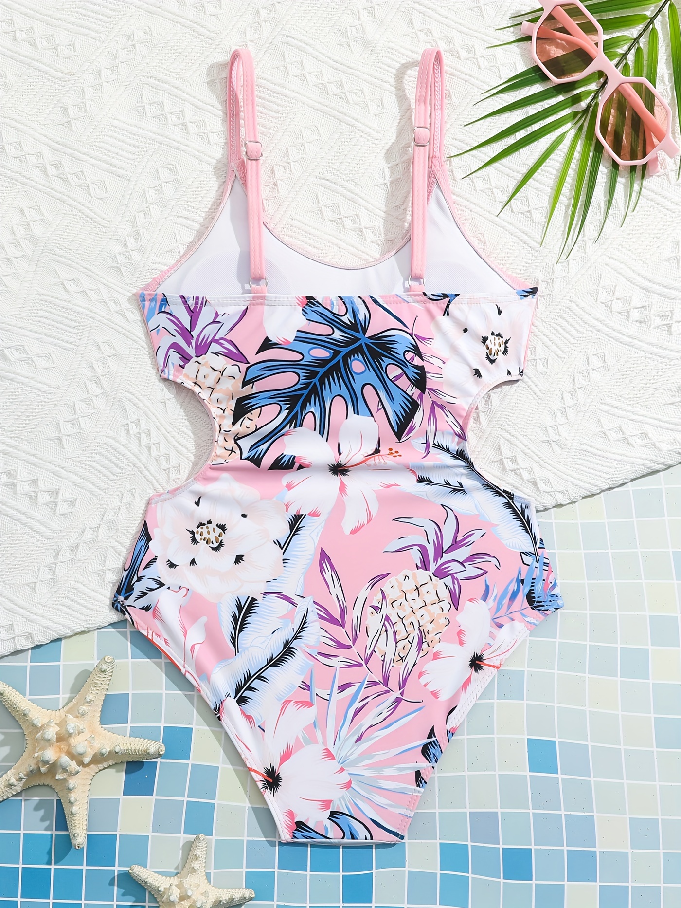 Swimwear Sweet Girls Flower Graphic Ruffle Trim Bathing Suit - Temu ...