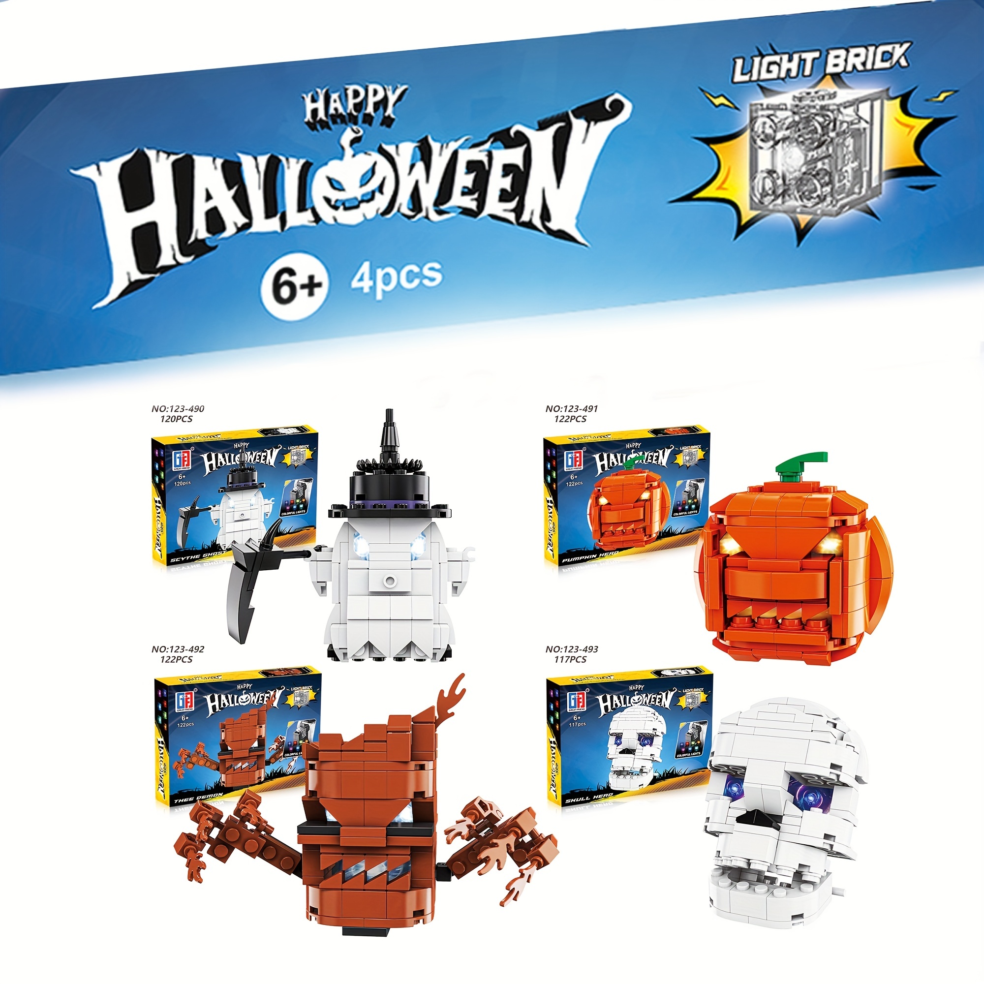  Halloween Block Brick Builder Head Pumpkin Ghost