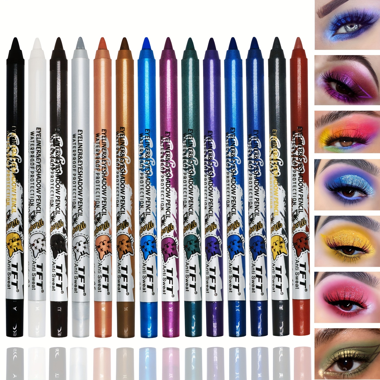 12 Colors Eyeliner Eyeshadow Pen Matte Finish Waterproof