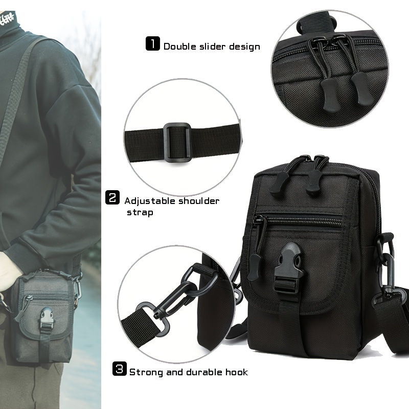 Men's Mini Crossbody Sling Messenger Bag - Small Waterproof Nylon