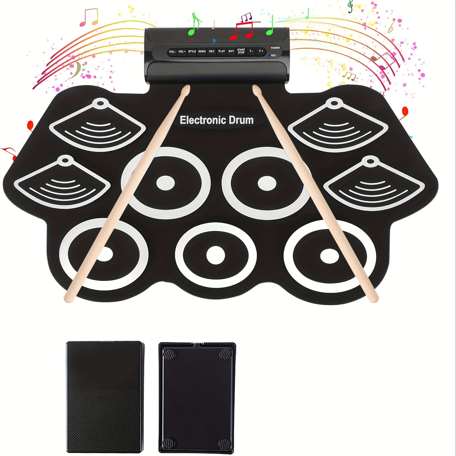 Desktop Electronic Drum USB/battery-powered Portable Drum Kit, Avec Batterie  Intégrée Et Pédales De Tambour, Cadeau Pour Débutant Adulte - Temu France