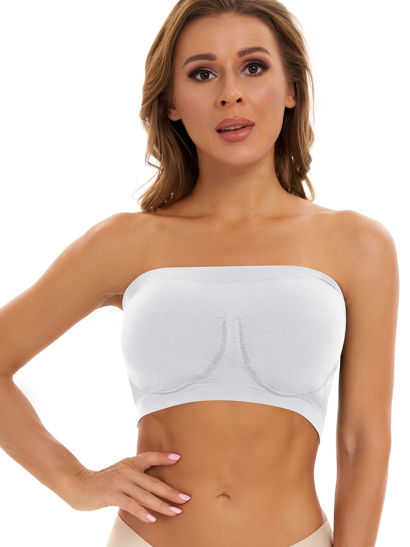 32F Strapless Bra Strapless Bra Tube Top T Cut Cropped Bras Shaping  Underwear Overnight Breast Pads Tube Pack Transpar White : :  Fashion