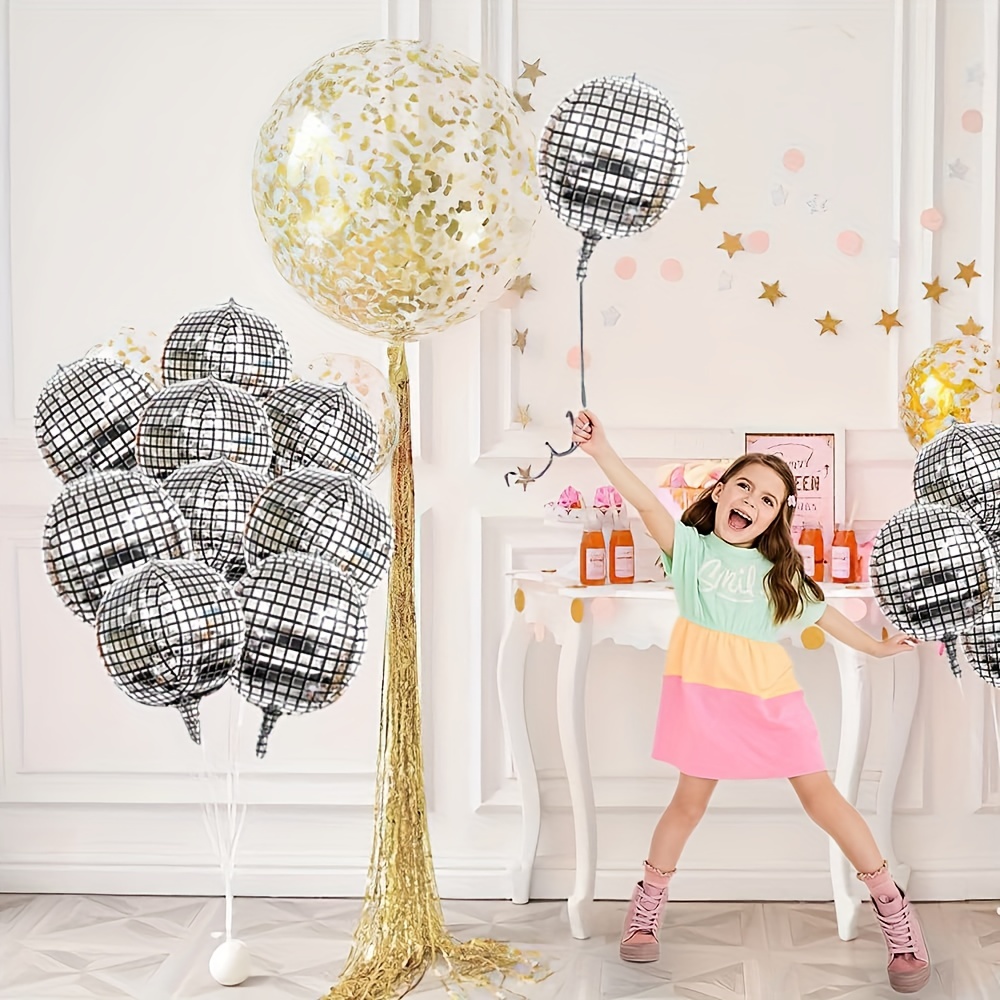 Retro Silver Disco Ball Balloons - Disco Ball - Sticker