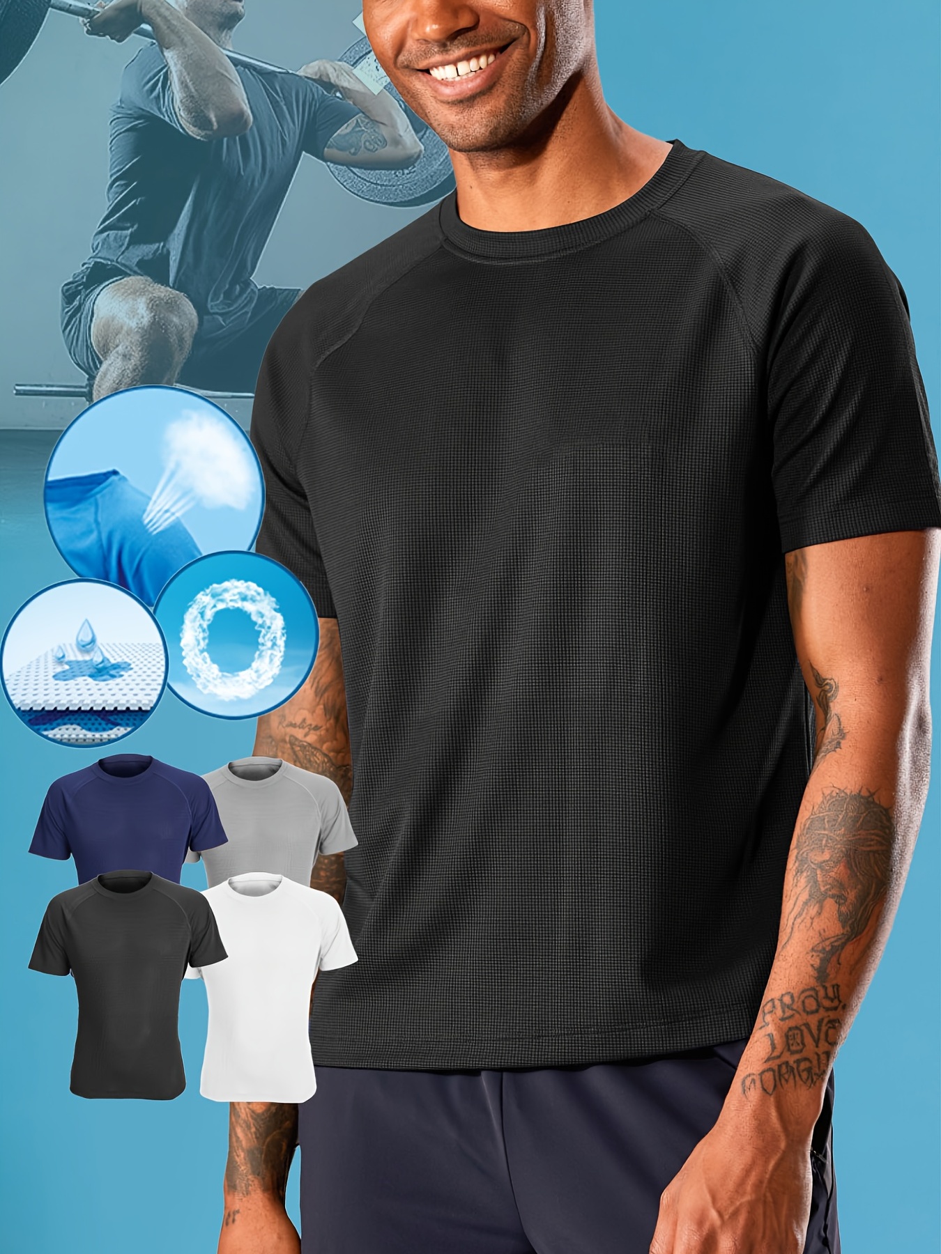 Camiseta Deportiva Transpirable Para Hombre Con Varios Colores