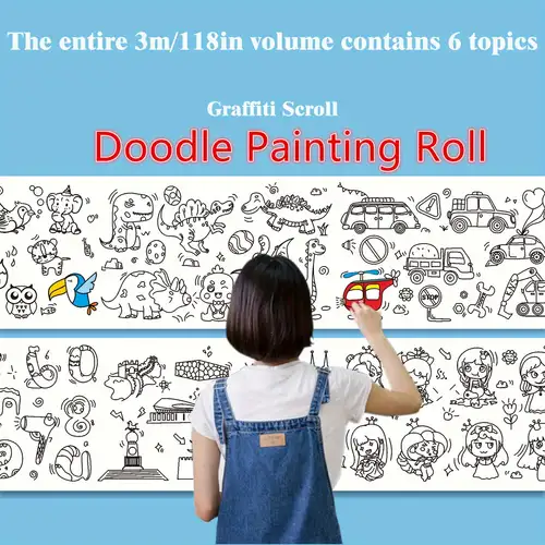 Children's Drawing Roll, Coloring Paper Roll for Kids, Drawing Paper Roll  DIY Painting Drawing Paper Color Filling Paper Early Educational Toys for  Toddlers（Without Colored Pencils） 