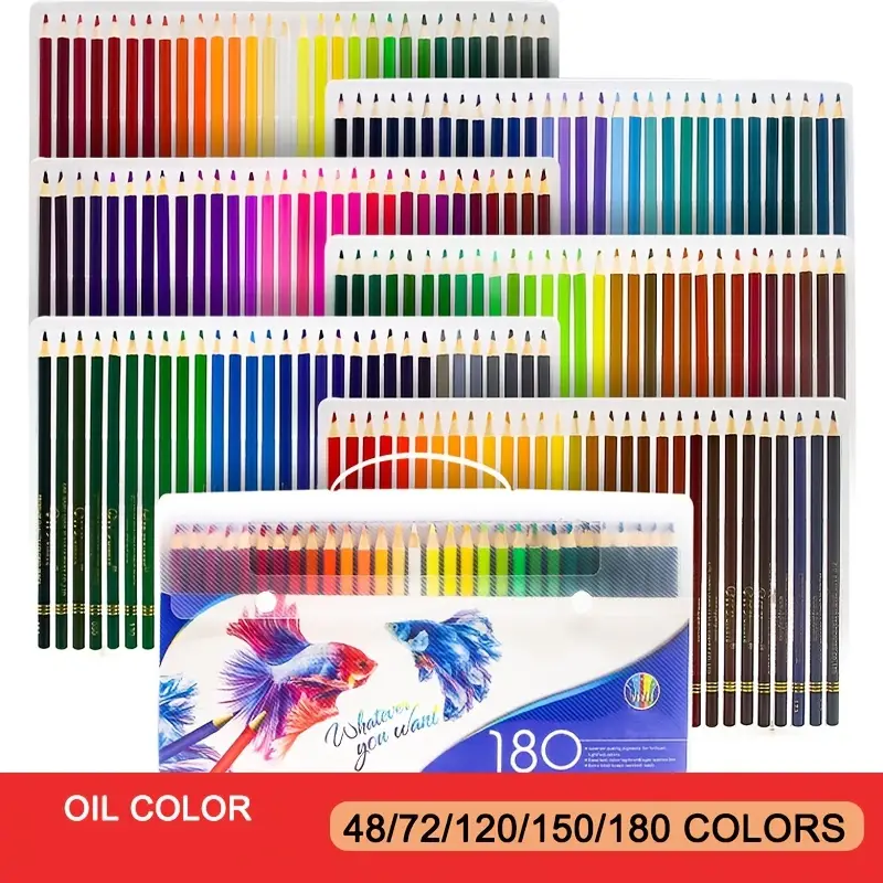 48/72/120/150/180 Professional Oil Color Pencil Set Drawing Colored Pencils  Wood Colour Coloured Pencils Students - Temu Japan