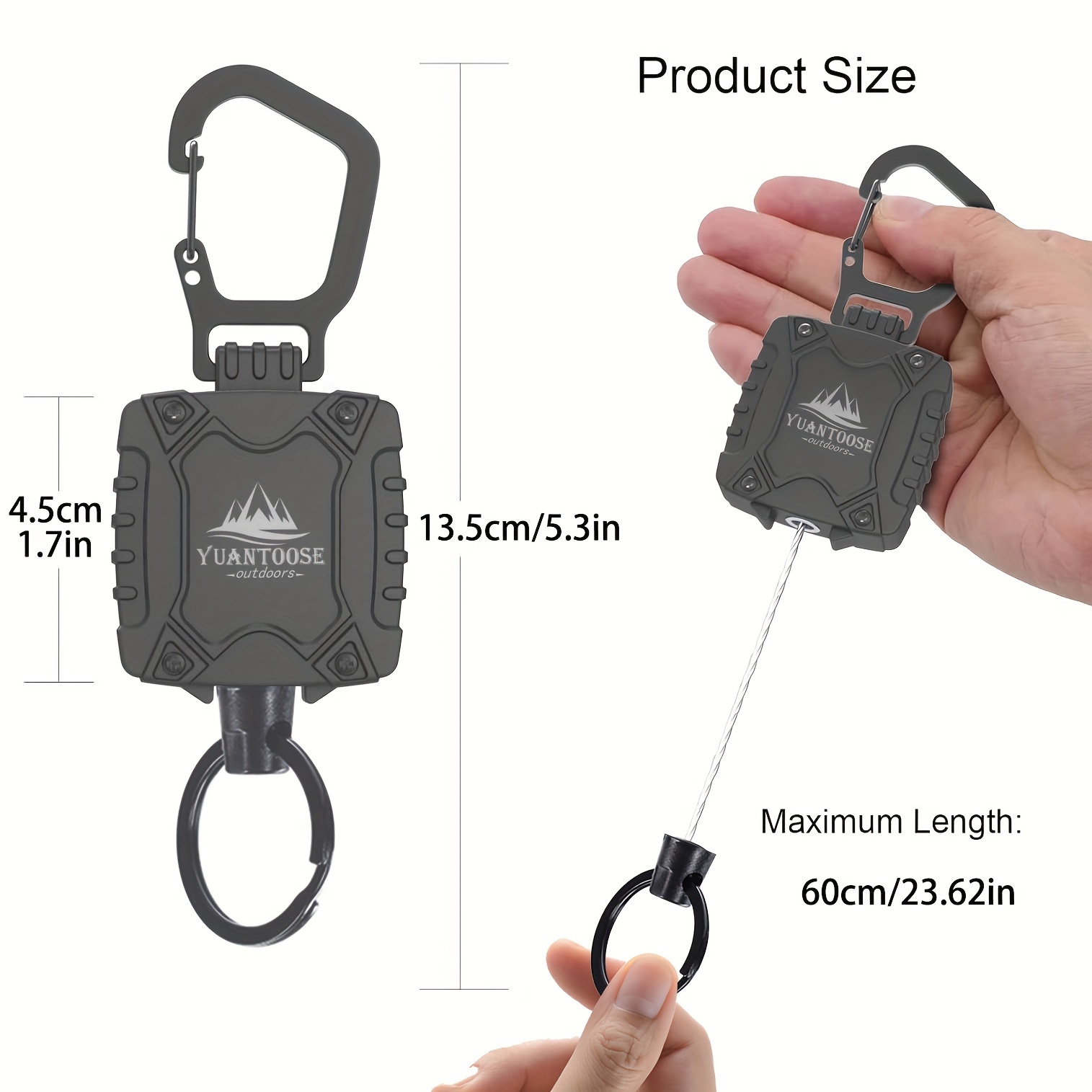 1pc Retractable Badge Reels Heavy Duty Carabiner Badge Holder Retractable  Keychain Key Holder Tactical Id Badge