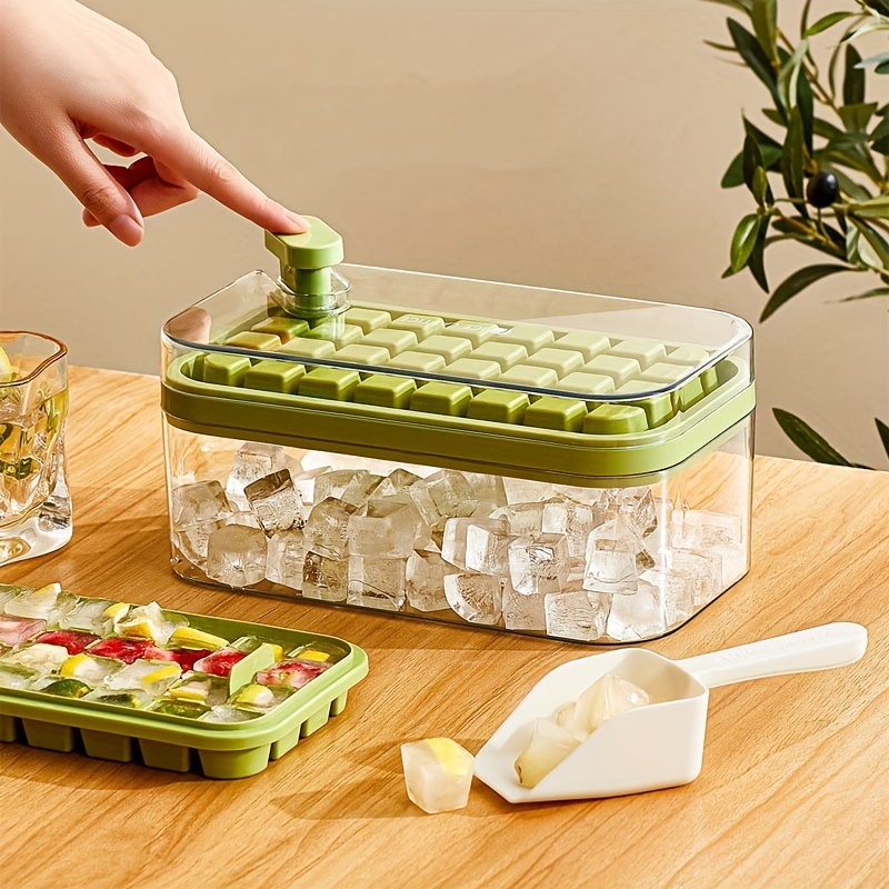 Ice Cube Trays, Silicone Ice Cube Tray With Lid And Bin, Ice Cube