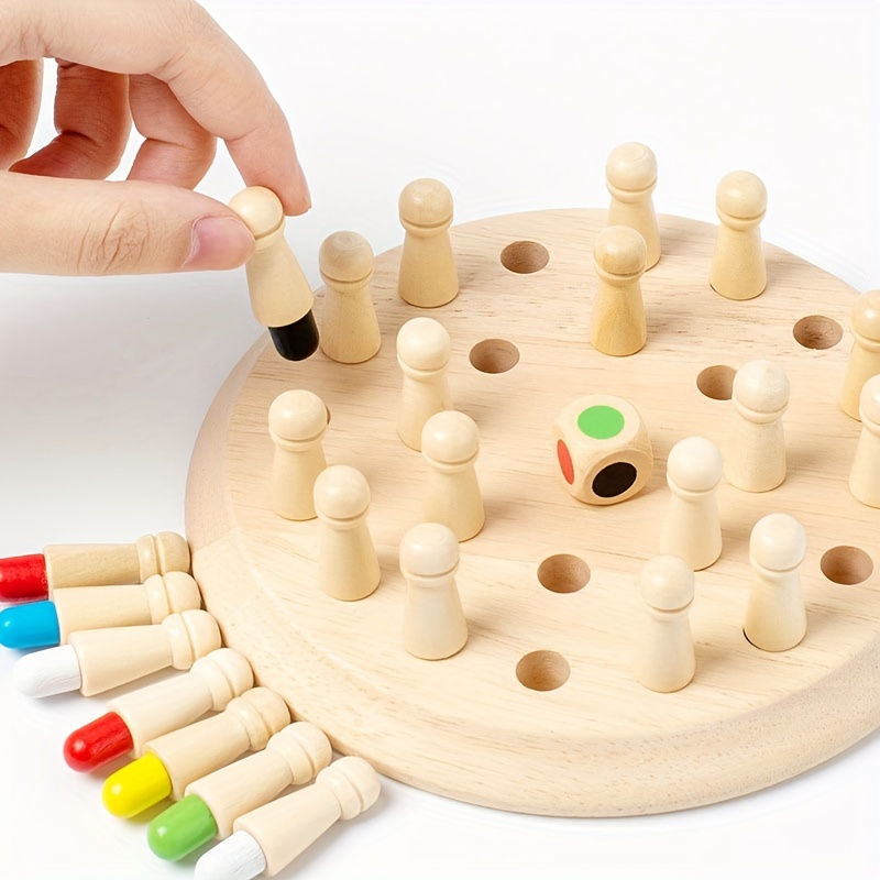 Crianças de madeira jogo de memória vara de xadrez divertido cor