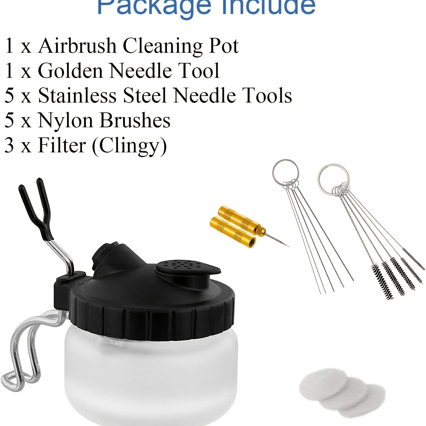 Airbrush 3 in 1 Cleaning Pot with Holder with 4 Replacement