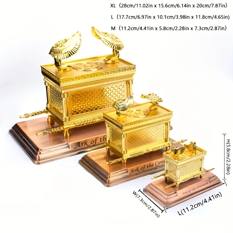 Figurine Ark Of The Covenant Golden Plated Copper Stand Jerusalem