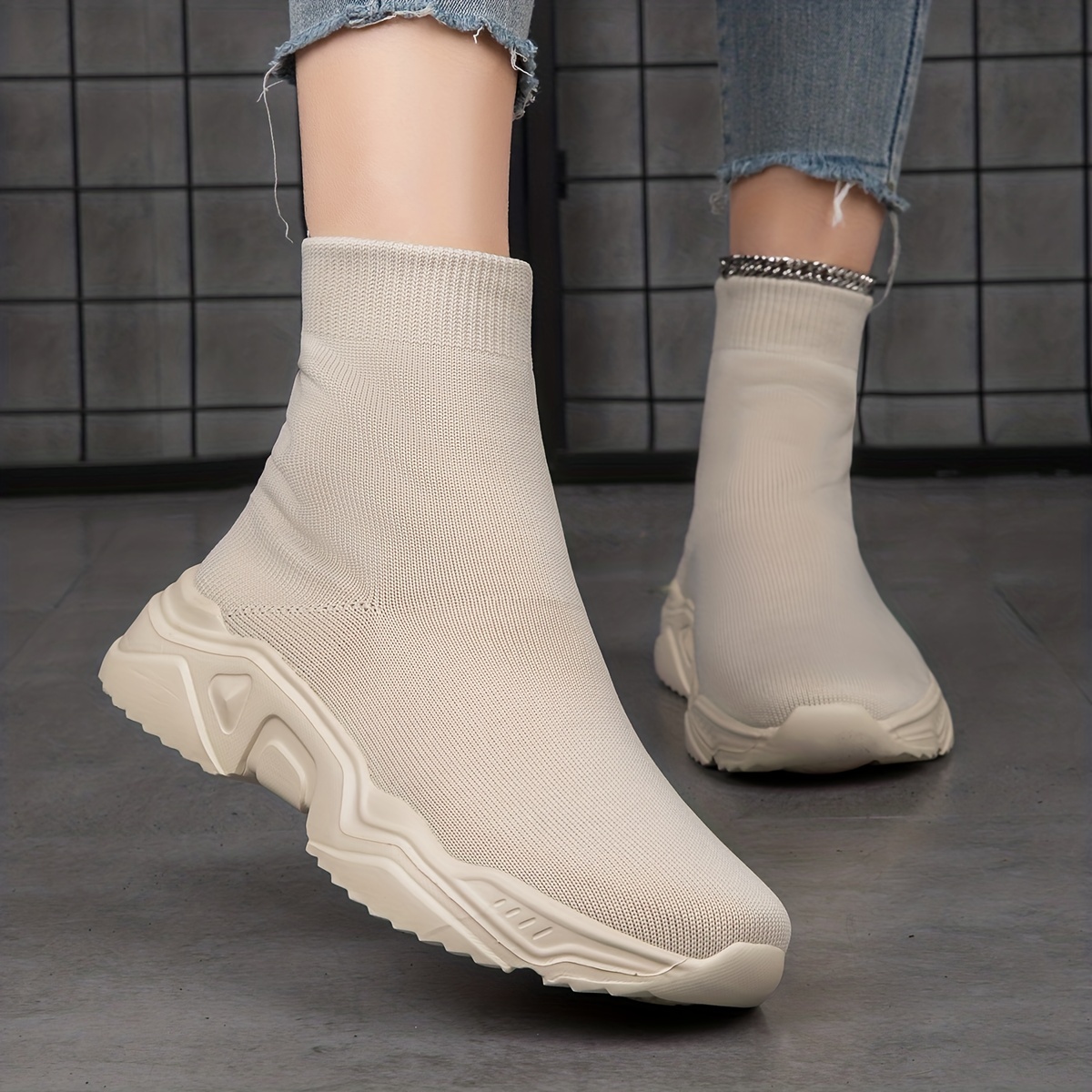 Women's High Top Breathable Sneakers Lightweight Slip On Shoes