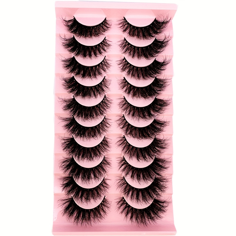 10 Pairs False Eyelashes 3D Mink Natural False Lashes Fluffy Soft Cross  Manga Lashes Wispy Natural Eyelash Extension Makeup