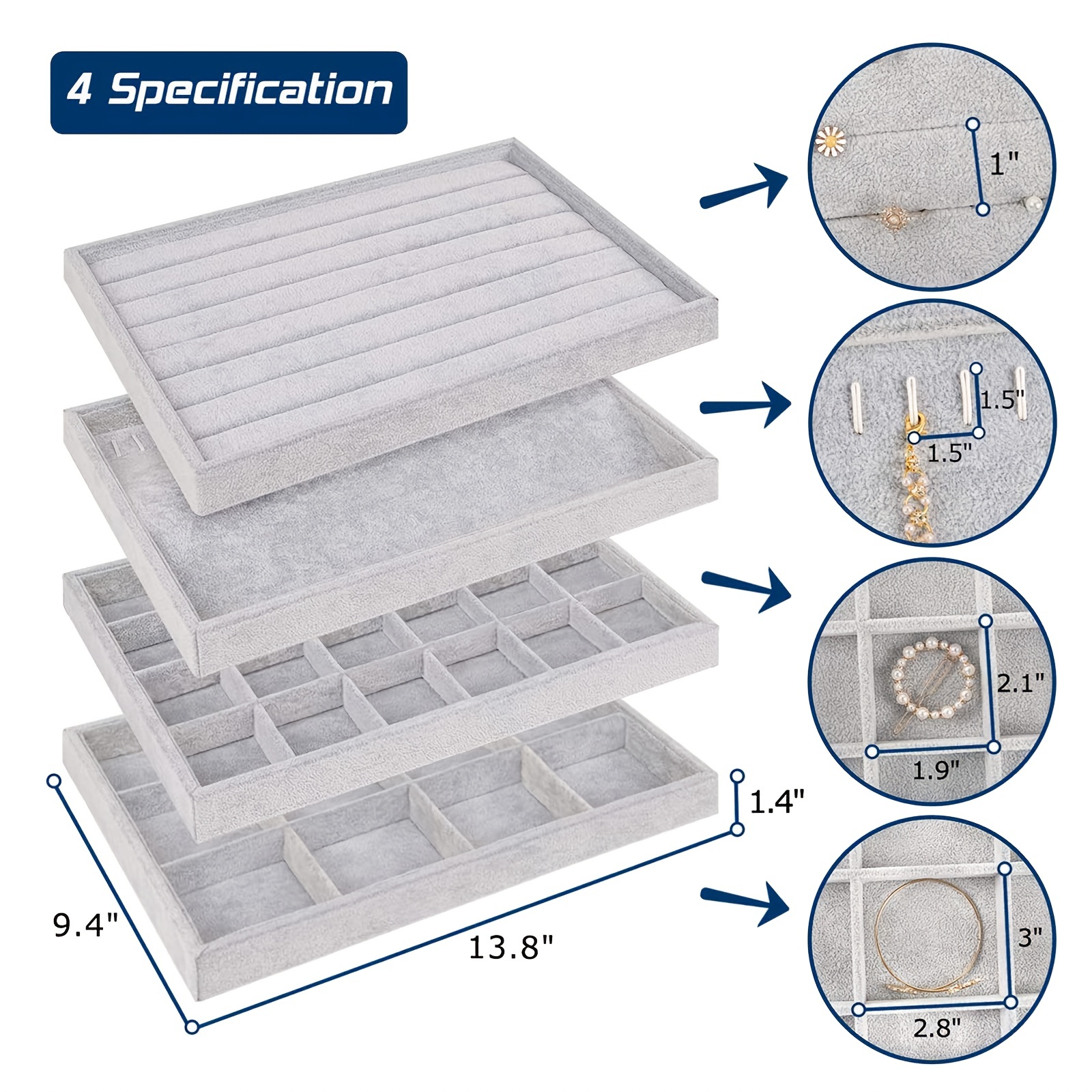 Exquisite Velvet Jewelry Display Tray Case Stackable - Temu