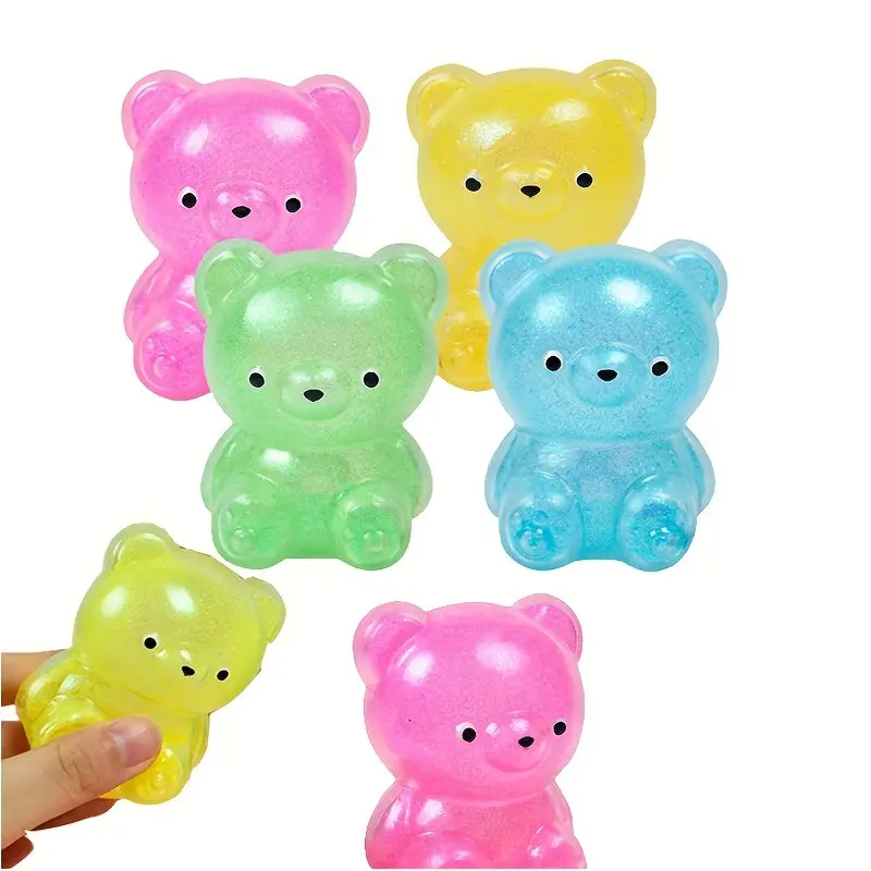 Sparkly Squishy Gummy Bear Stress Relief Toy - Fidget Toy Ball for Kids,  Perfect Party Favor Stuffer!