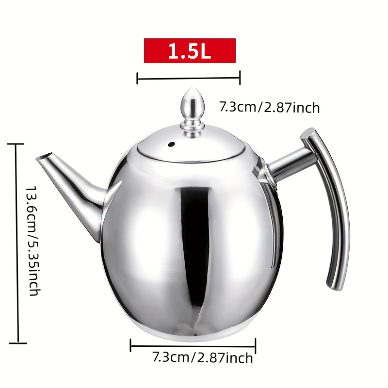 1L/1.5L Stainless Steel Water Kettle TeaPot Thicker With Filter Hotel Tea  Pot Coffee Pot Induction Cooker Tea Kettle Gold Silver (1L gold)