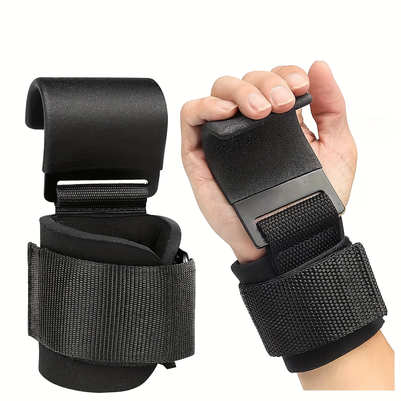 Heavy Duty Hand Grip Hooks Adjustable Wrist Straps for