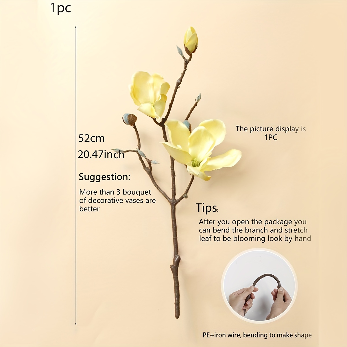 Artificial Flower Stem, Fabric Fake Magnolia Flower, Fake Flower Stem Home  Decoration - Temu United Arab Emirates