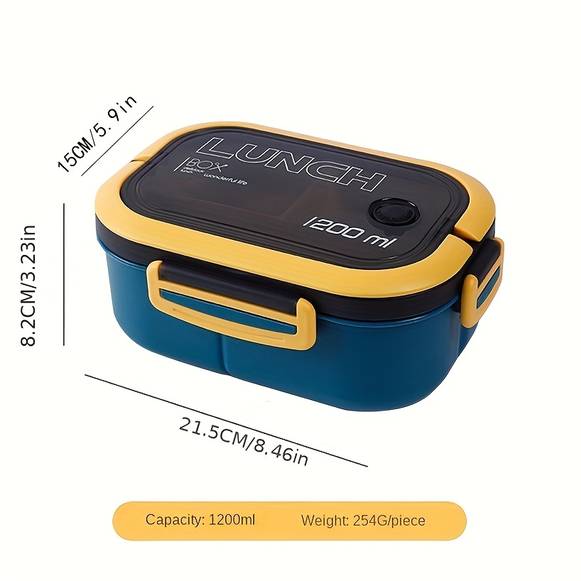 1200ML Adult Lunch Box, Double Layer Lunch Box with Spoon & Fork