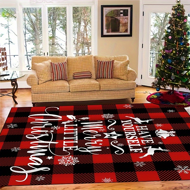 Merry Christmas Winter Red Black Plaid Front Door Mats - Temu Germany