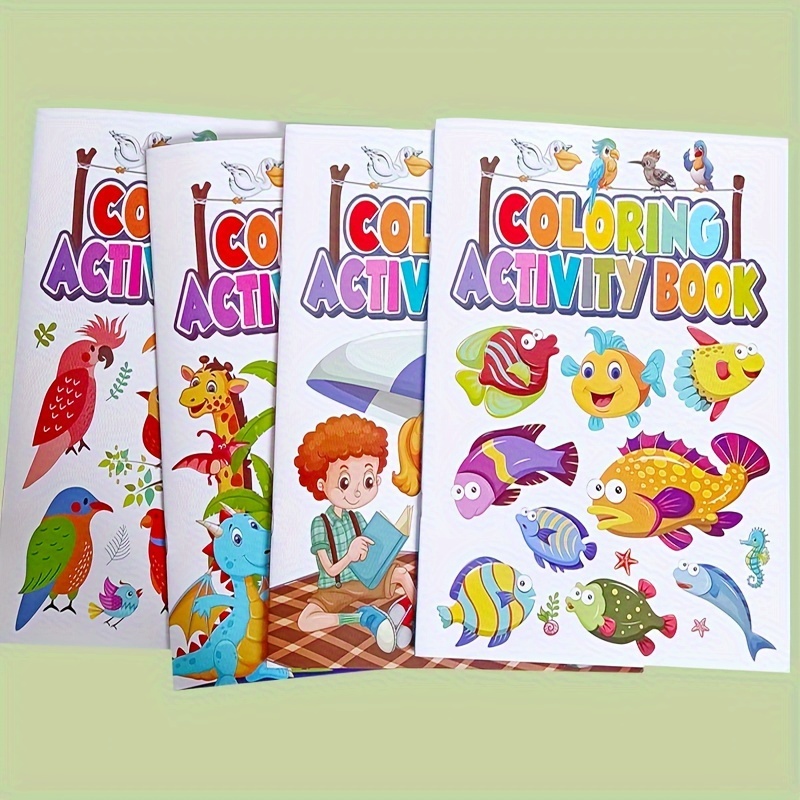 4 Paquetes 20 Páginas Libros Colorear Dibujos Animados Niños - Temu