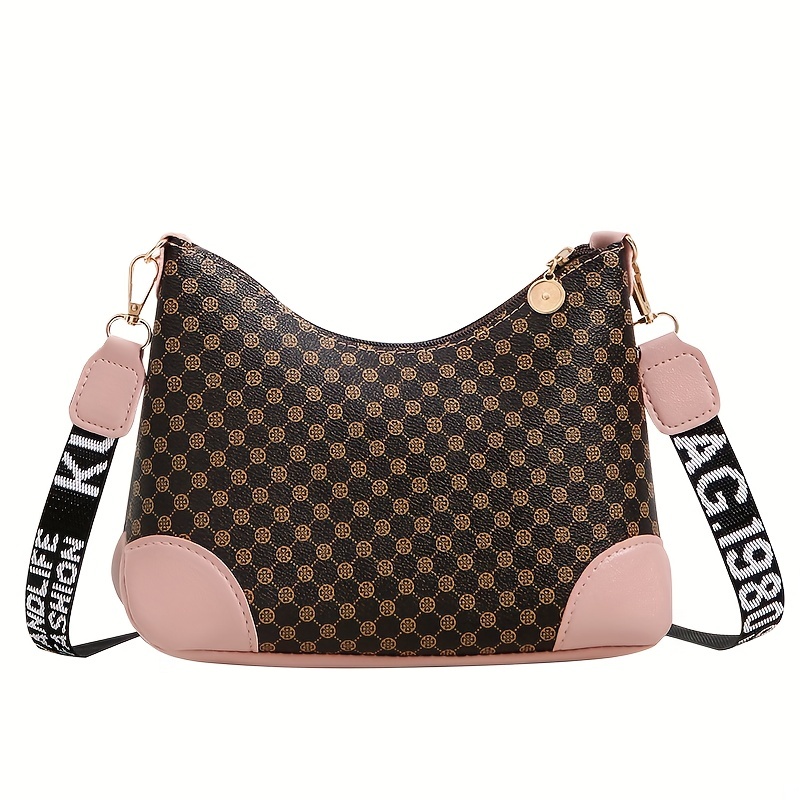 Geo Print Crossbody Bag, Mini Pu Leather Square Purse, Women's Wide Strap  Shoulder Bag (6.68*4.32*2.75) Inch - Temu