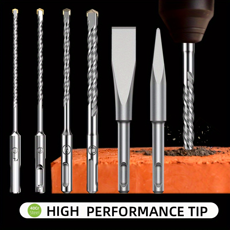 

6pcs Universally Compatible Accessory, Sds-plus Shank Chisel And Carbide Masonry Trade Set