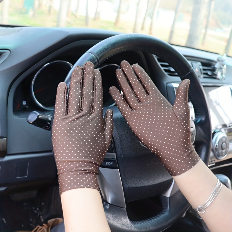 1 Pair Sunscreen UV Gloves Women's Car Driving Gloves Super-elastic Solid  Women Riding Gloves