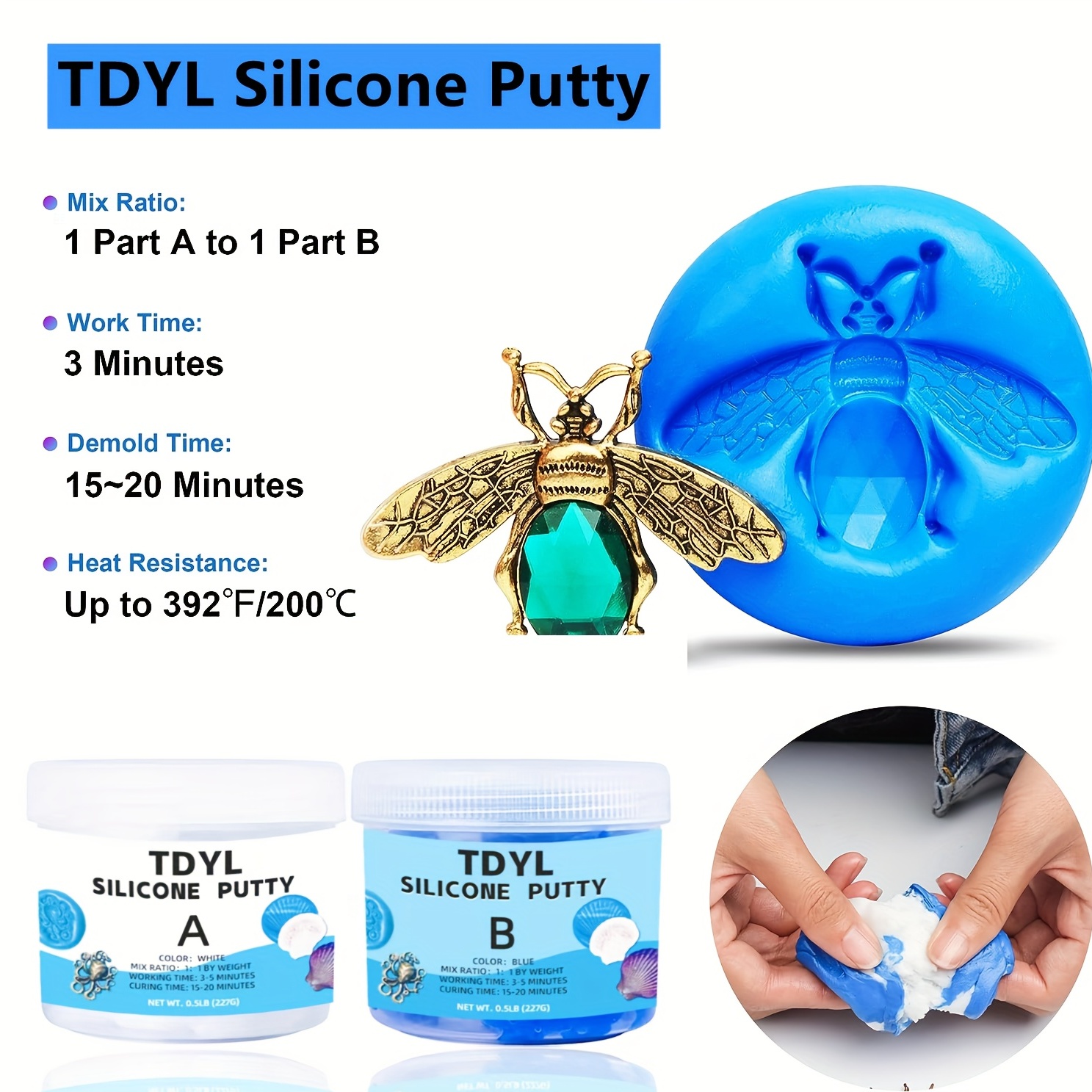 Reset Putty Silicone Mold Making Kit, Super Easy 1:1 Mix Mold Putty, 1.76  Lb (800 Grams), Makes Strong Highly Detailed Reusable Silicone Molds Made  in