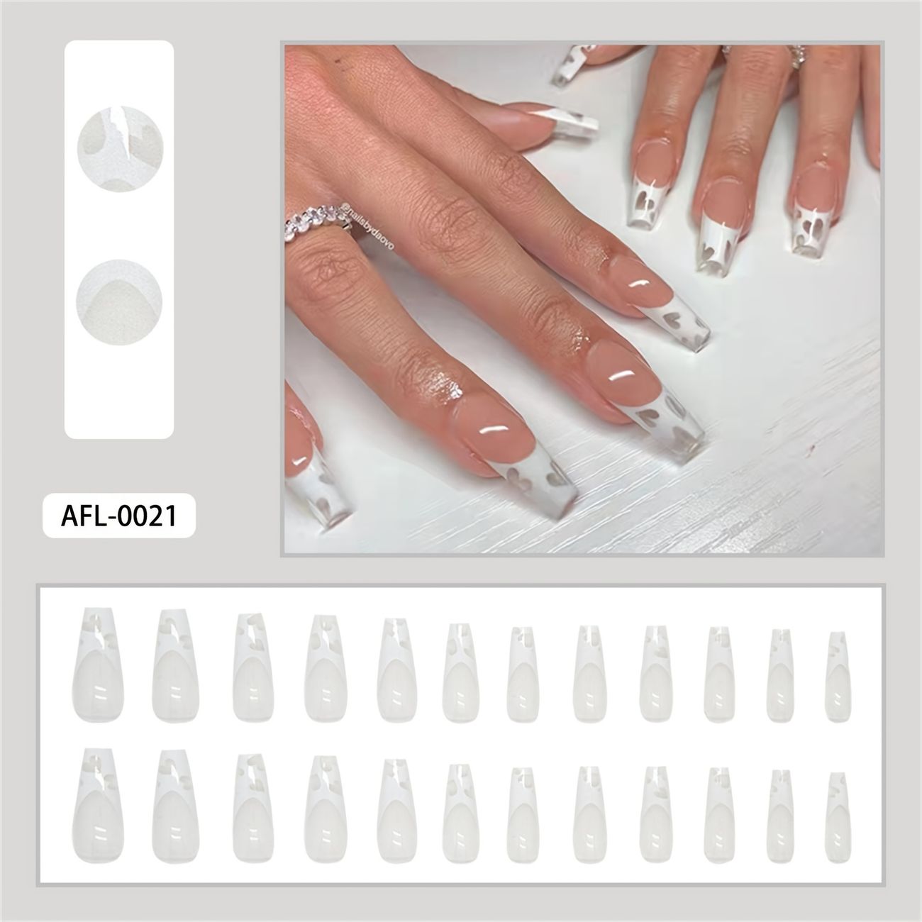 Y2k Press On Nails Medium Square Fake Nails With White Tip And Heart Pattern Design Acrylic Cute False Nails Full Cover Glossy Nails For Women And Girls - Beauty & Personal Care - Y2k Press On Nails Medium Square Fake Nails With White Tip And Heart Pattern Design Acrylic Cute False Nails Full Cover Glossy Nails For Women And Girls - Beauty & Personal Care -