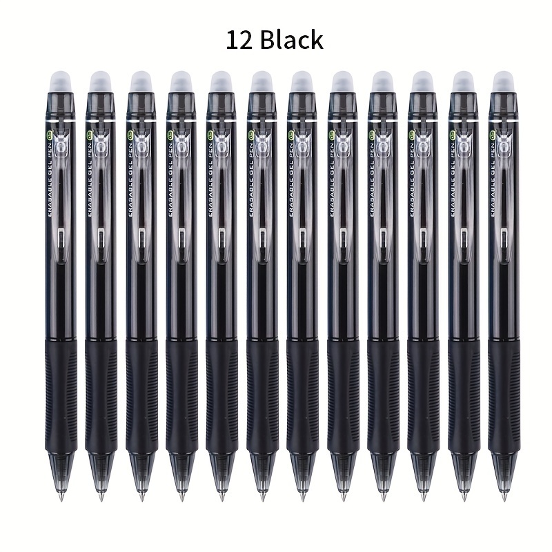 Erasable Pens, 12PCS Erasable Gel Pens & 20 Refills 0.5mm Tip Rub Out Pens  With Rubber For School Office Stationary Supplies Gifts - Dark Grey