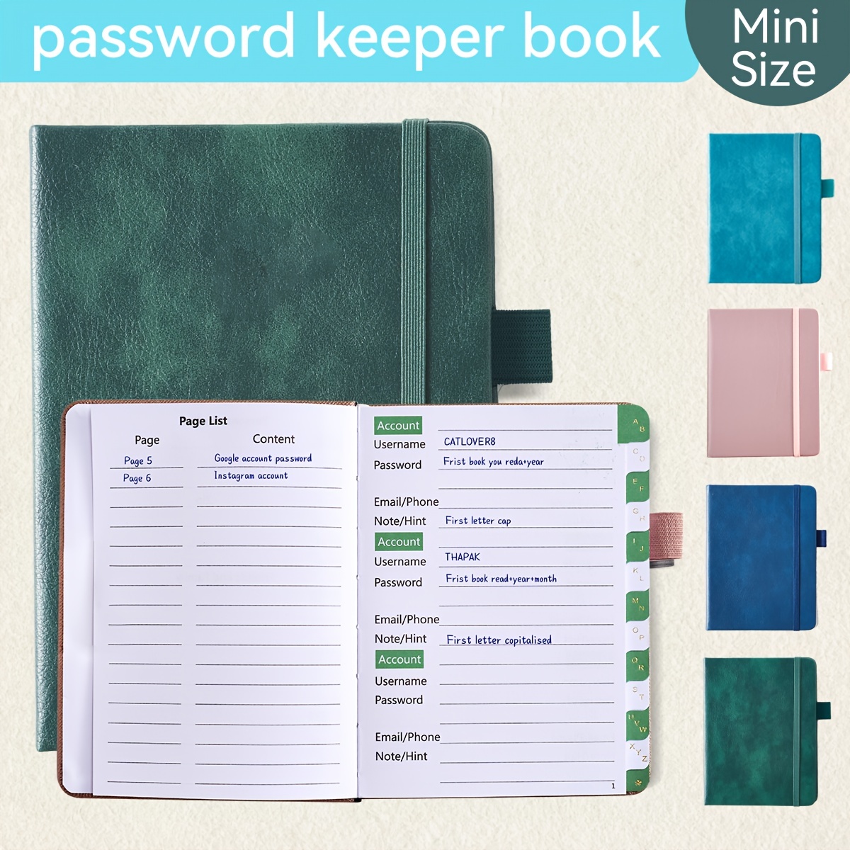 Codebook Tabs Writing Internet Address Password Organizer - Temu