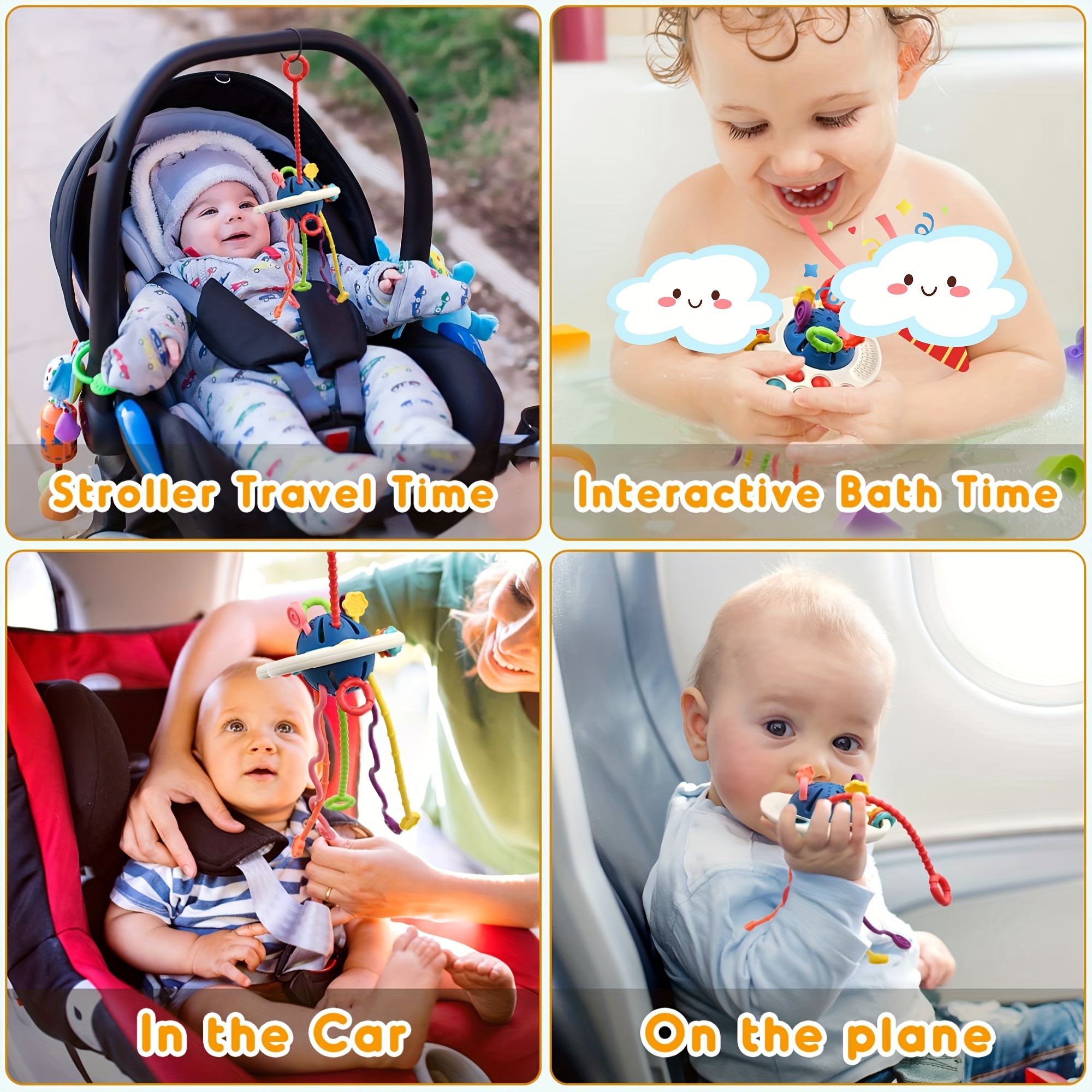 Silicone Pull String Toy for 1 Year Old Boy or Girl