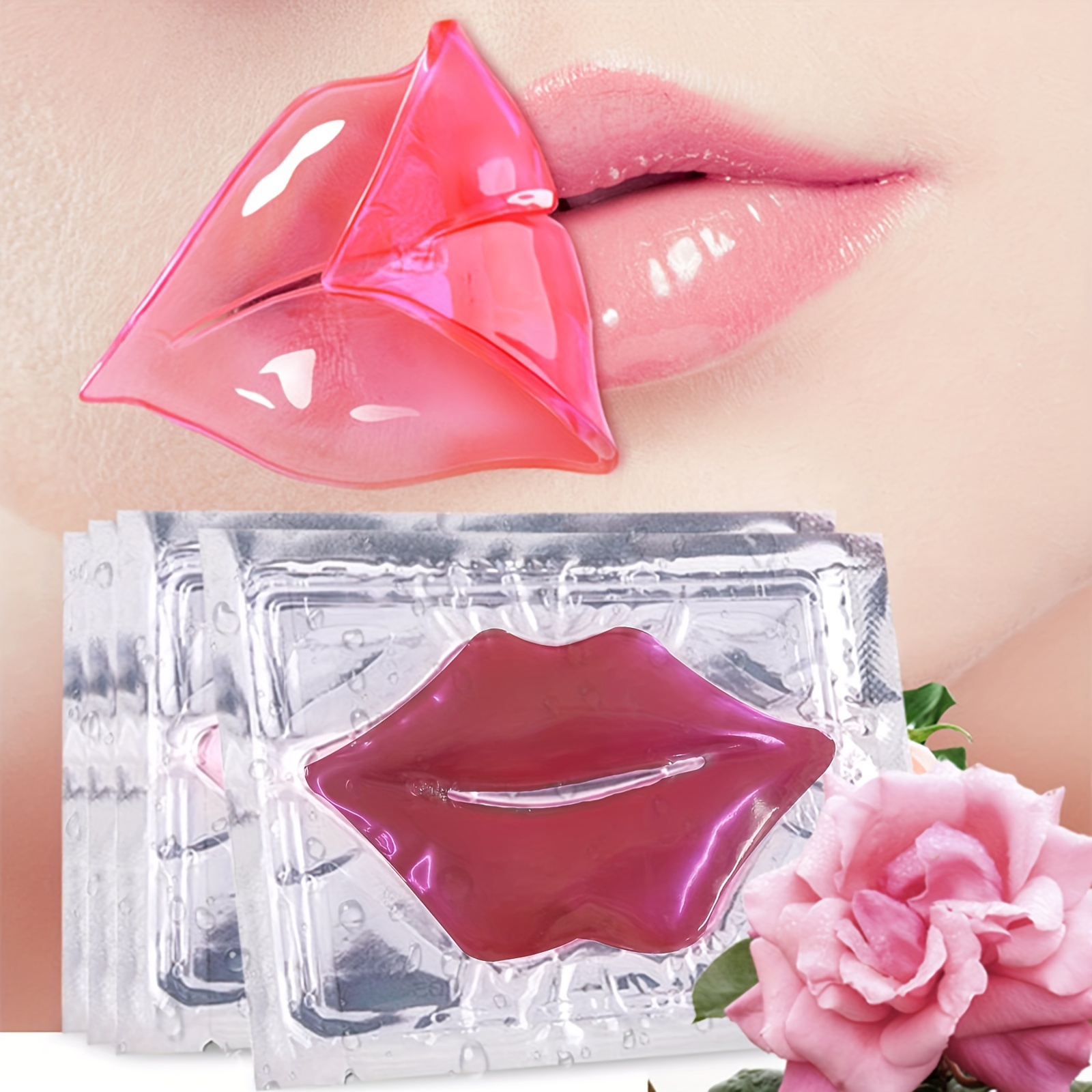 10Pcs Pink Crystal Lip Mask Patches for Chapped Plump Lips