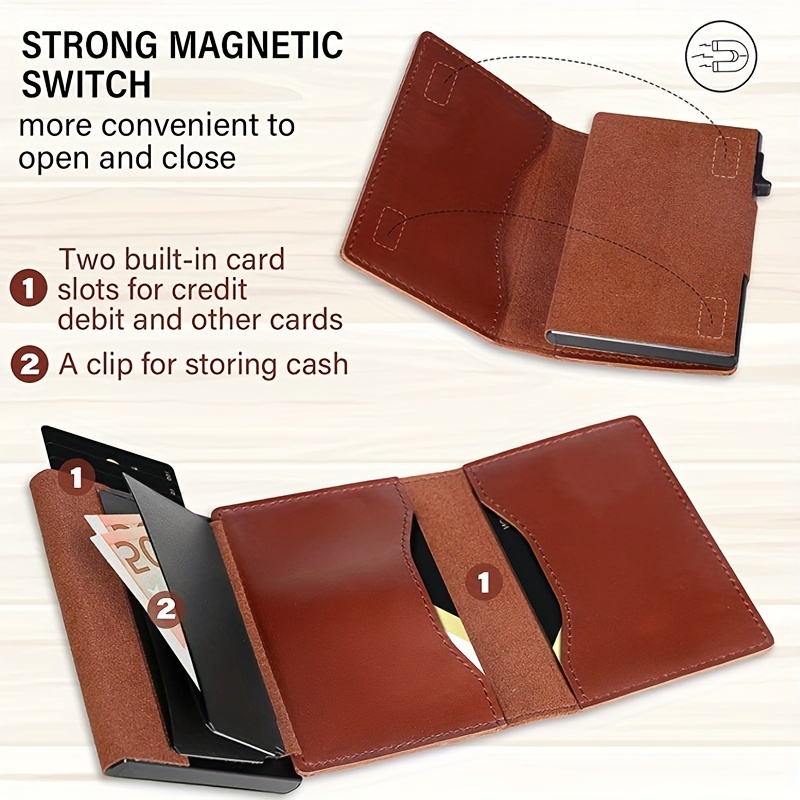 GAOCHALE AirTag Minimalist Wallet Genuine Leather RFID Technology Credit  Card Holder for Men for Apple AirTag (Brown)(No Airtag Included)