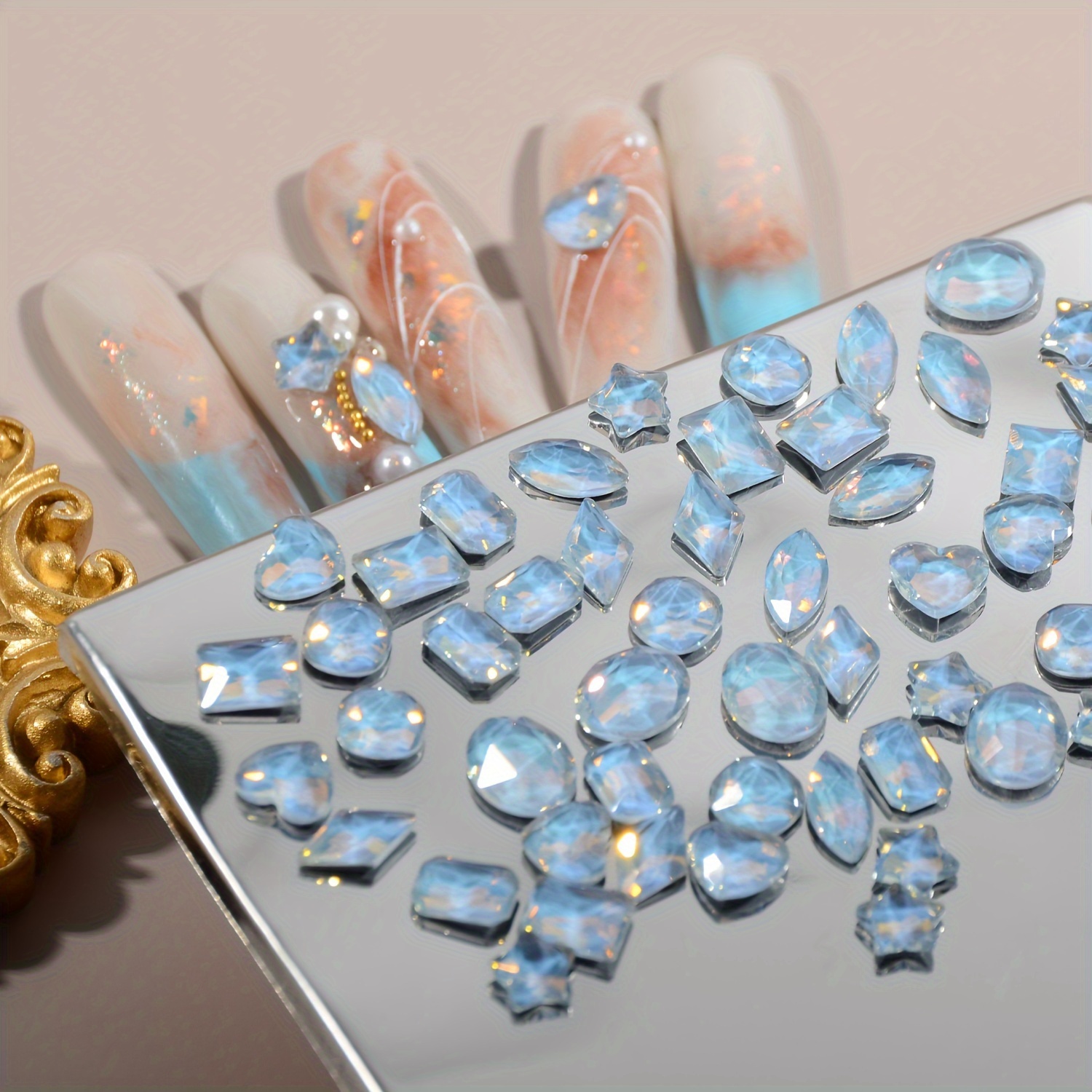 Diamantes de imitación grandes para uñas, piedras elegantes, cristales para  coser, diamantes de imitación para uñas grandes, cuadrados de cristal