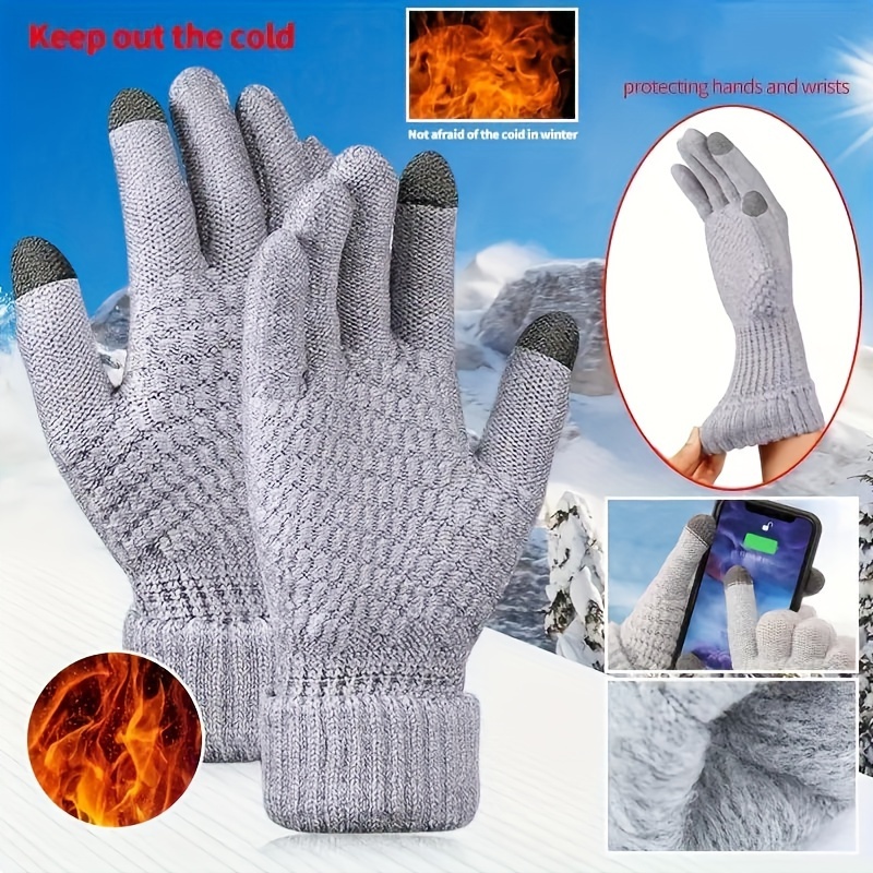 coskefy Guanti da uomo donna inverno lavorato a maglia guanti touch screen  guanti lana calda comodi guanti da corsa compleanno sport ciclismo