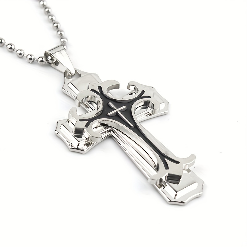 Three Layer Metal Cross Necklace