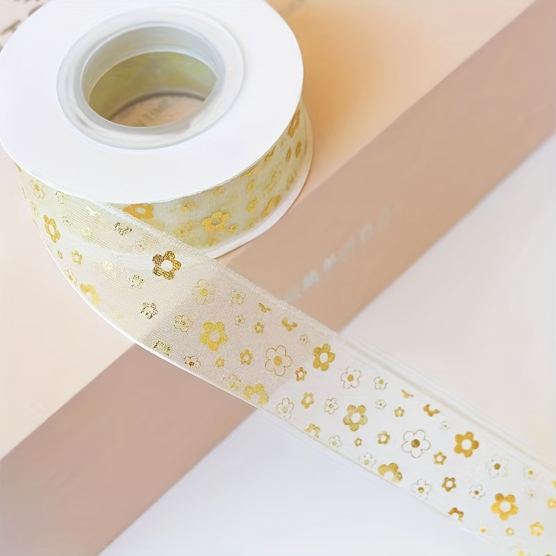 5 Meters Of Hot Golden English Snow Yarn With Floral Silk Ribbon, Fresh Flower  Bouquet Packaging Bow Knot Ribbon Diy Gift Decoration, Ribbons For Bouquets,  Flower Wrapping Paper, Craft Supplies Clearance, Handmade