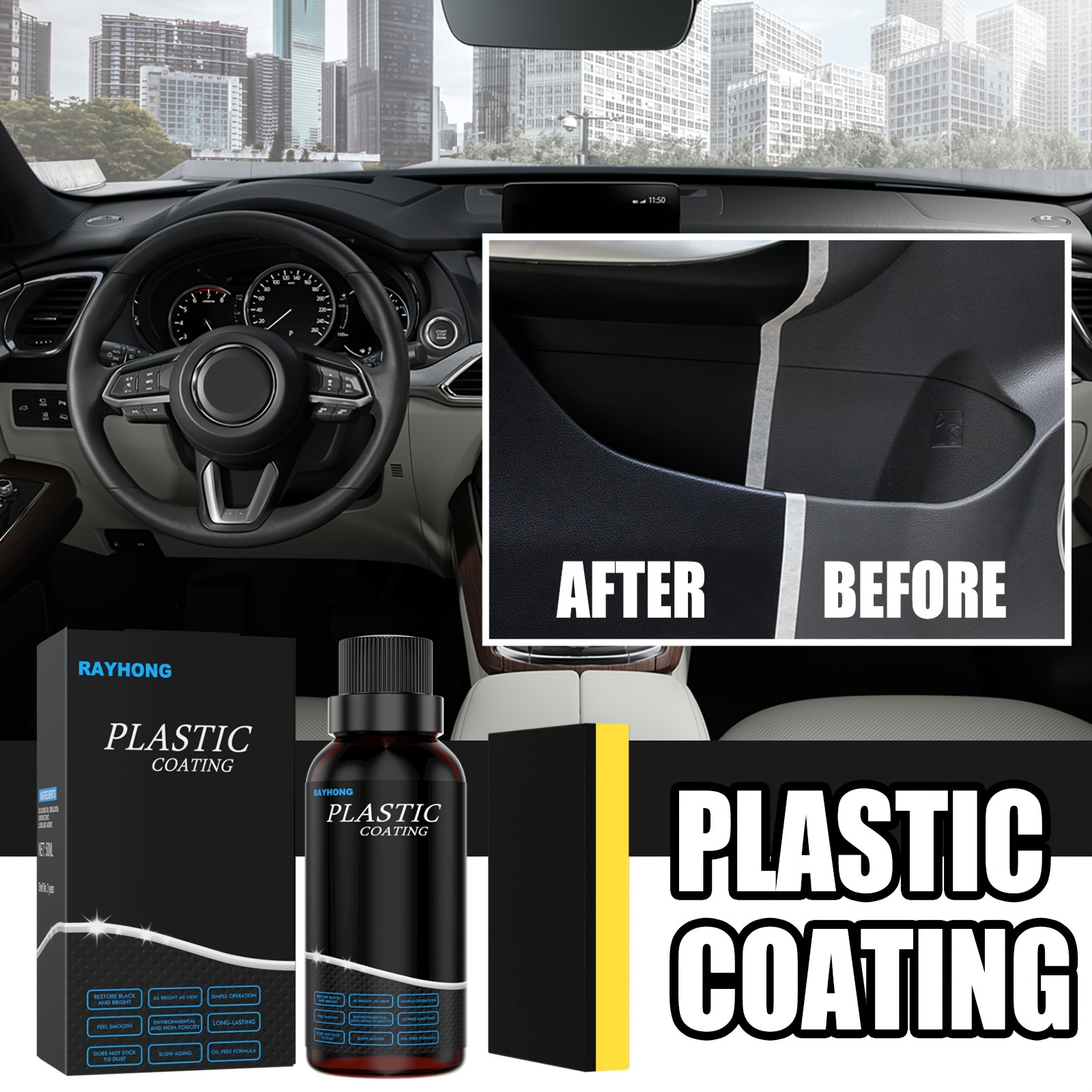30ml Plastic Restorer For Cars, Plastic Restorer & Hydrophobic Trim Coating,  Plastic Restorer, Plastic Parts Refurbish Agent, Plastic Parts Refurbish