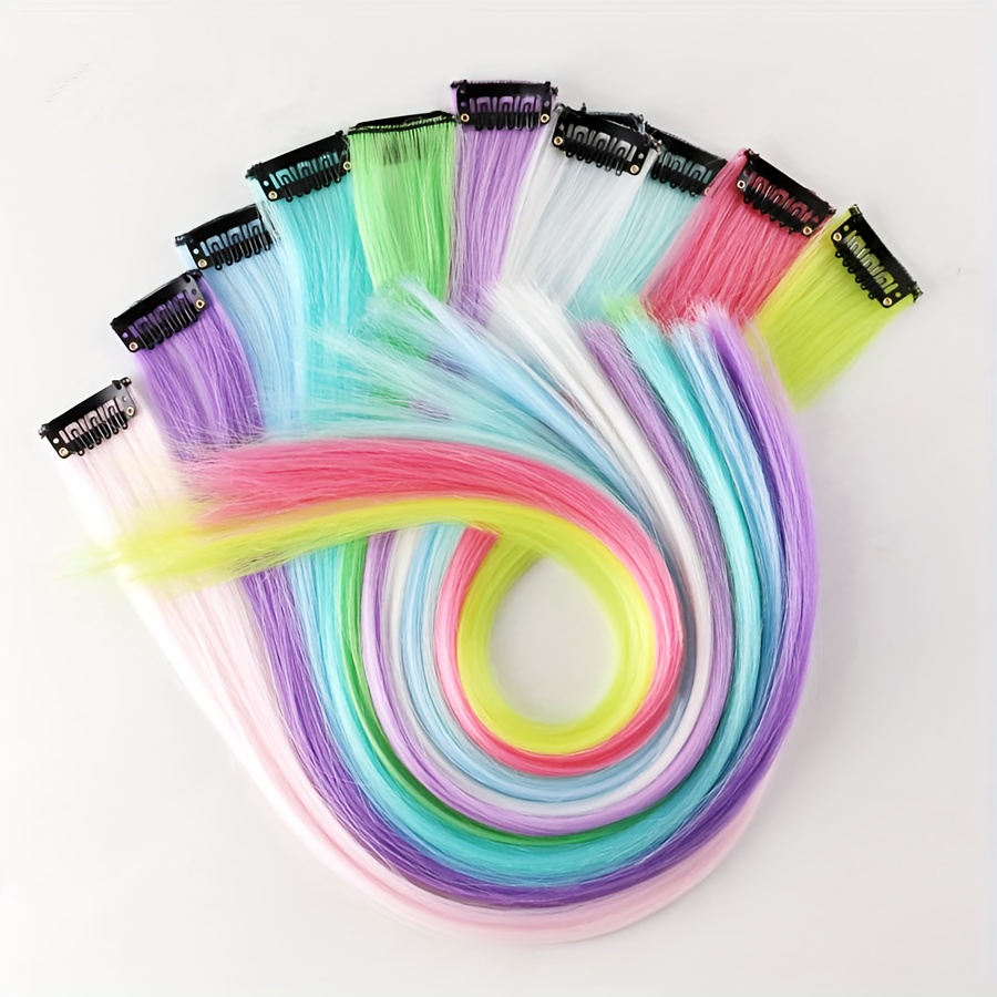 Luminous Hair Synthetic Neon Fake Hair Clip In Party Hair - Temu