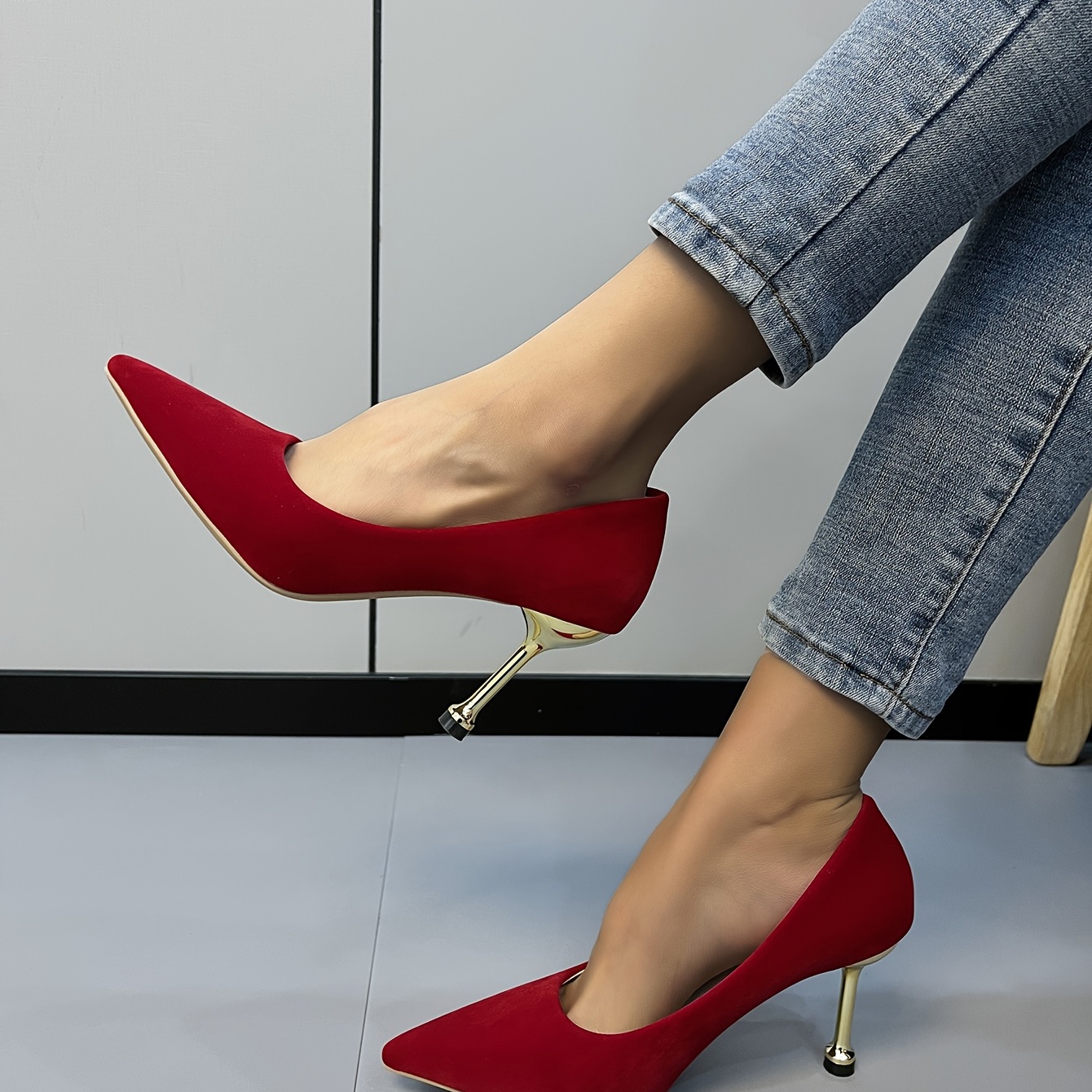 Women's Pointed Toe Metal Heel High Heels Stiletto Pumps